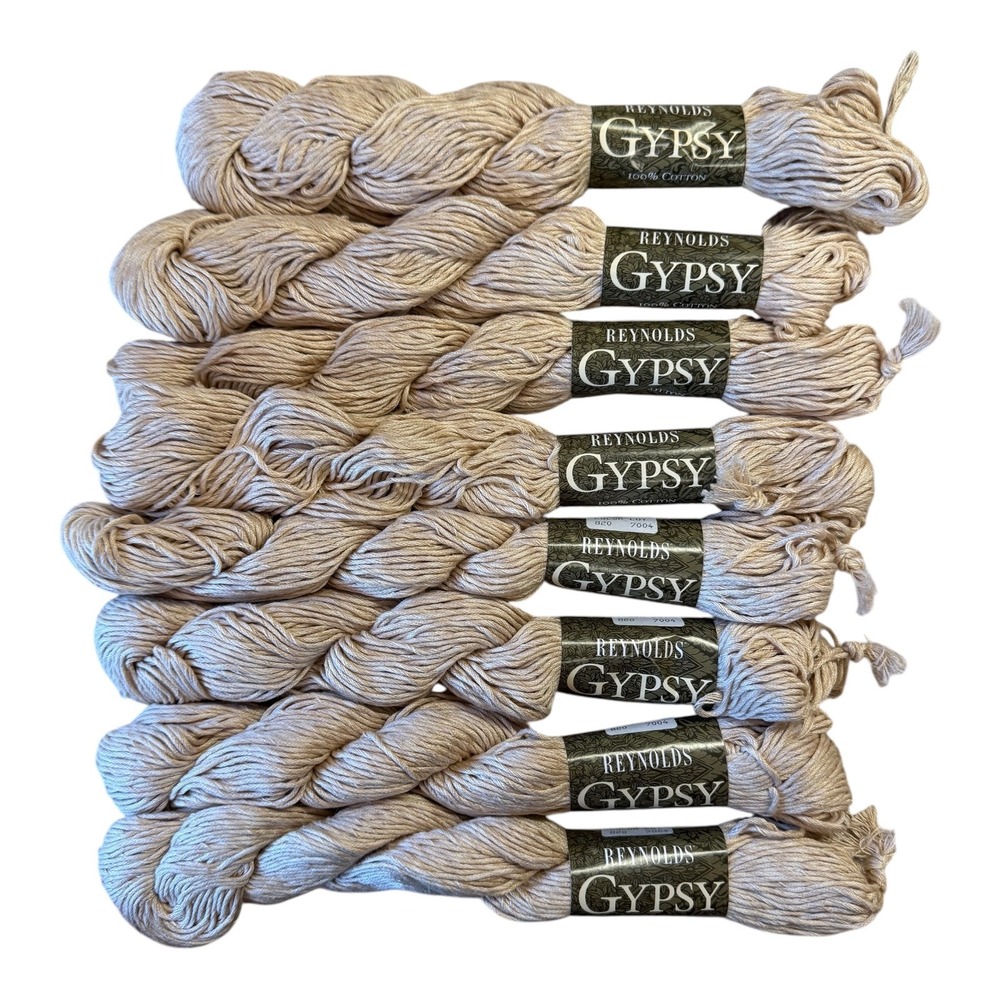 Reynolds Gypsy Yarn 100% Cotton NWT 8 Skeins 82yd Color 820 Natural Lot 7004